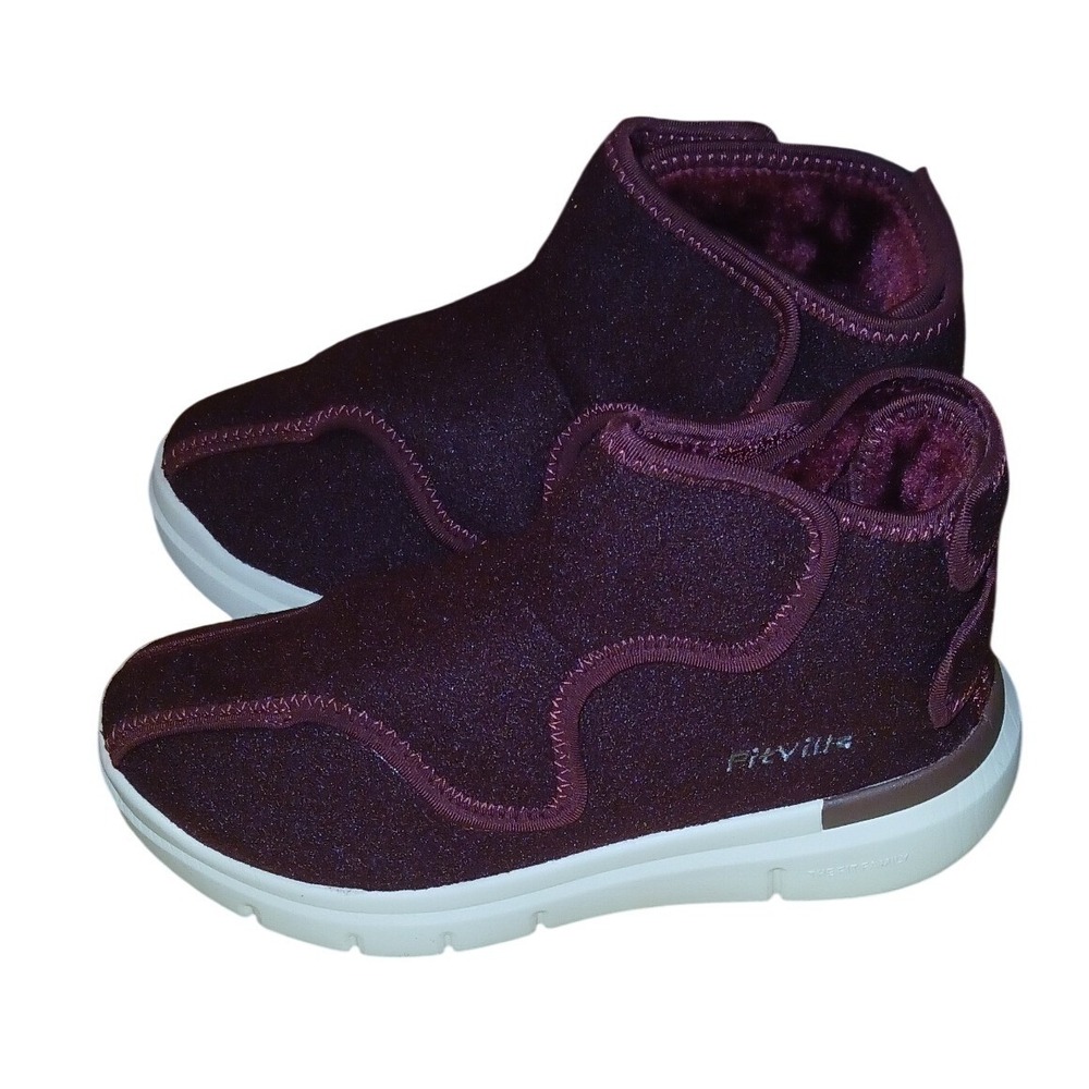 FitVille Womens Recovery Power Walking Diabetic Boots Burgundy Wide Arch Support
